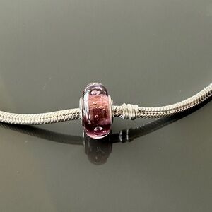 Pandora Sterling Silver Purple Effervescence Murano Glass Bead w/ CZs - 791616cz